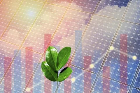 Solar panels technology of renewable resources to reduce pollution Stock Photos