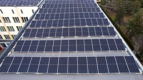 Solar panels on the top of the building Stock Footage 238804153