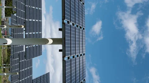Solar Panels Tracking the Sun for Maximum Efficiency (Vertical | Time Lapse) Stock-Footage 207155959