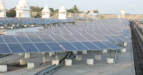 Solar Panels on train station Stock Footage 146919776