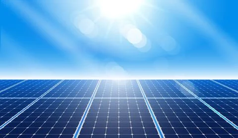 Solar panels under bright sunlight, renewable energy source, eco-friendly t.. Stock Illustration