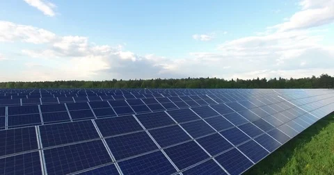Solar plant in the field Stock Footage 74372066