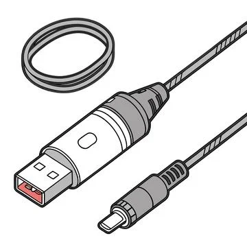 Solar power accessories: charge controller, cables, illustration. Stock Illustration