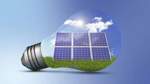 Solar Power Concept in Light Bulb Illustration
