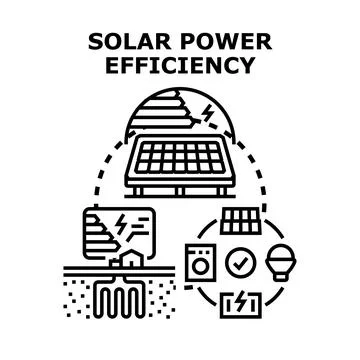 Solar power efficiency creating sustainable energy concept Stock Illustration
