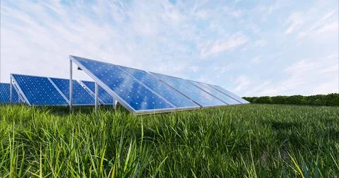 Solar power panel on sky background. Stock Illustration