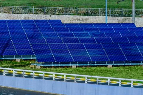 Solar power panel station Stock Photos