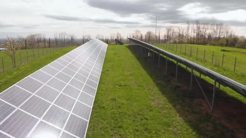 Solar power panels station array. Green energy in Ukraine. Ecological Stock Footage 191408983