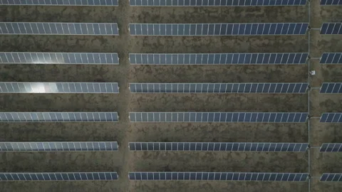 Solar power plant facilities converting sunlight in green, eco-friendly energy Stock Footage 235584980