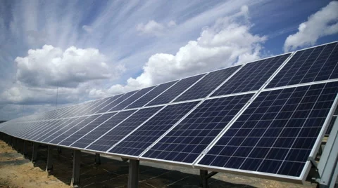 Solar power plant. solar panels Stock Footage