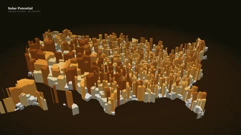 Solar power potential in the United States by county Stockbeeldmateriaal 340440344