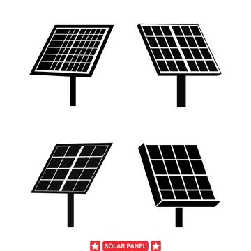Solar Power Silhouette Bundle  Various Vector Designs Depicting Solar Panel.. Stock Illustration