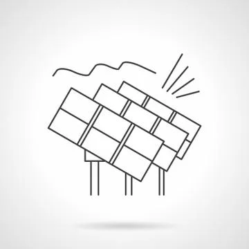 Solar power station flat line vector icon 스톡 일러스트