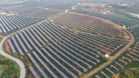 Solar power station in mountain Stock Footage 126784516