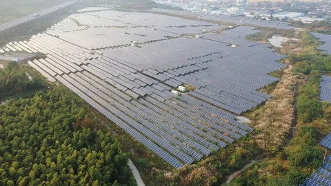 Solar power station in mountain Stock Footage 126814973