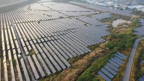 Solar power station in mountain Stock Footage 127804480