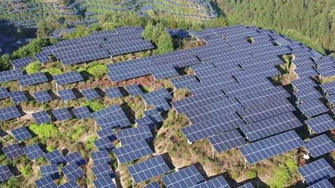Solar power station in mountain Stock Footage 165463916