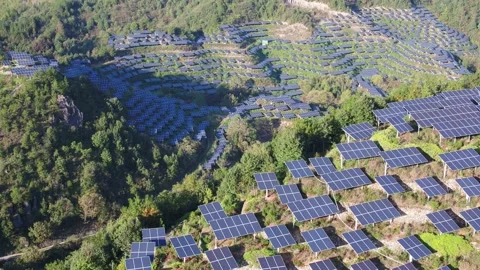 Solar power station in mountain Stock Footage 165464121