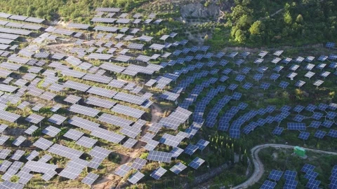 Solar power station in mountain Stock Footage 165464183