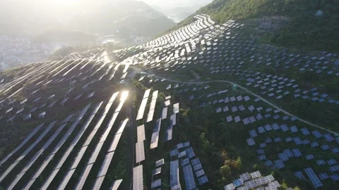 Solar power station in mountain Stock Footage 165464370