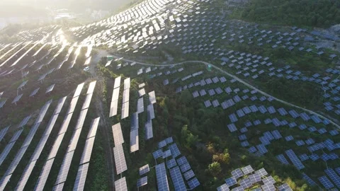 Solar power station in mountain Video stock 165464394