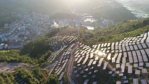 Solar power station in mountain Stock Footage 165464435
