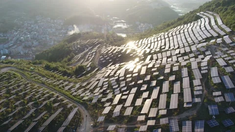 Solar power station in mountain Stock Footage 165464438