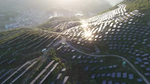Solar power station in mountain Stock Footage 165464443