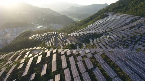 Solar power station in mountain Stock Footage 165464681