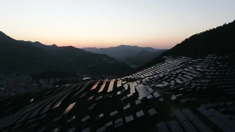 Solar power station in mountain Stock Footage 165464735