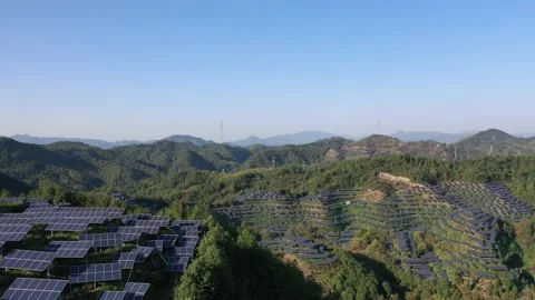 Solar power station in mountain Stock Footage 165464832