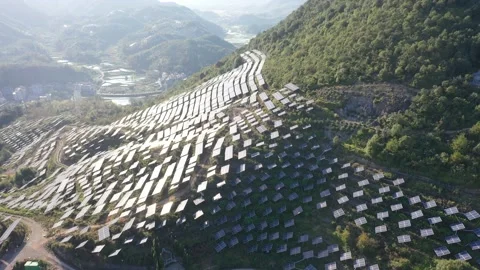 Solar power station in mountain Stock Footage 165464946