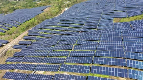 Solar power station in mountain Stock Footage 165465460