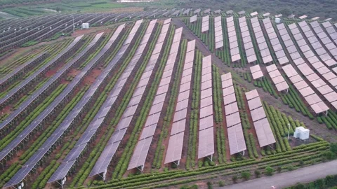 Solar power station in mountain Stock Footage 165535339