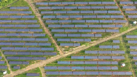 Solar power station in mountain Stock Footage 165536431