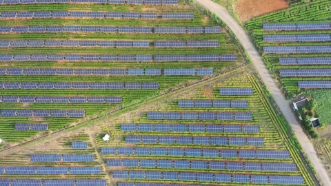 Solar power station in mountain Stock Footage 165536557