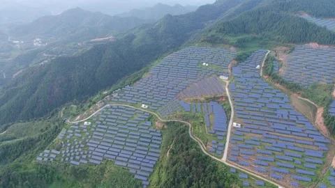 Solar power station in mountain Stock Footage 165579083