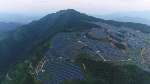 Solar power station in mountain Stock Footage 165579097