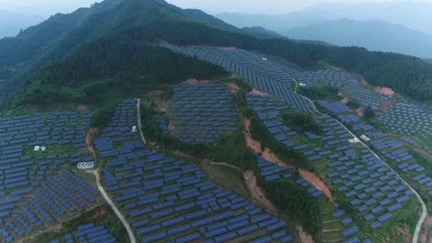 Solar power station in mountain Stock Footage 165579135