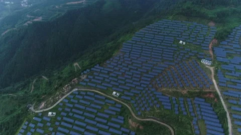 Solar power station in mountain Stock Footage 165579153