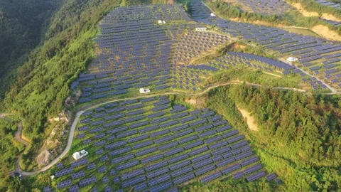 Solar power station in mountain Stock Footage 165579473
