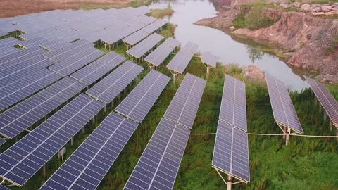 Solar power station in mountain Stock Footage 165609340