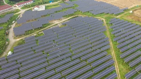 Solar power station in mountain Stock Footage 165610136