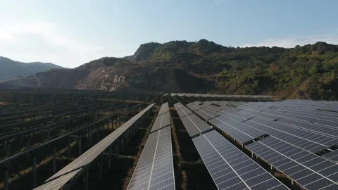 Solar power station in mountain Stock Footage 166228887
