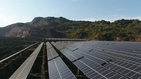 Solar power station in mountain Stock Footage 166228893
