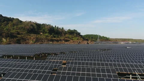 Solar power station in mountain Stock Footage 166228976