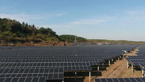 Solar power station in mountain Stock Footage 166228993