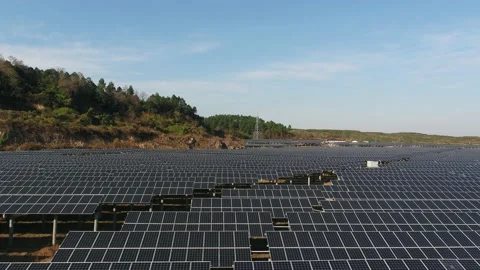 Solar power station in mountain Stock Footage 166229010