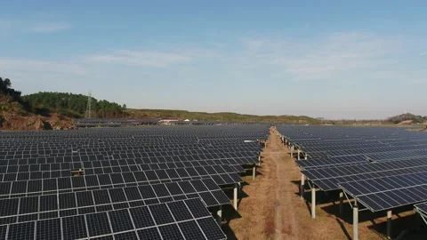 Solar power station in mountain Stock Footage 166229077