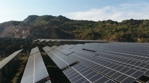 Solar power station in mountain Stock Footage 166229254